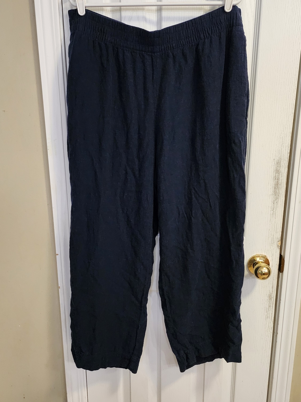Old Navy Wide-Leg Linen Elastic Waist Pants (Navy)